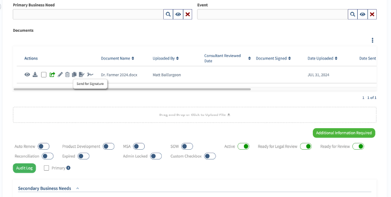 HCP Screen6 Contract Templates and DocuSign Integration